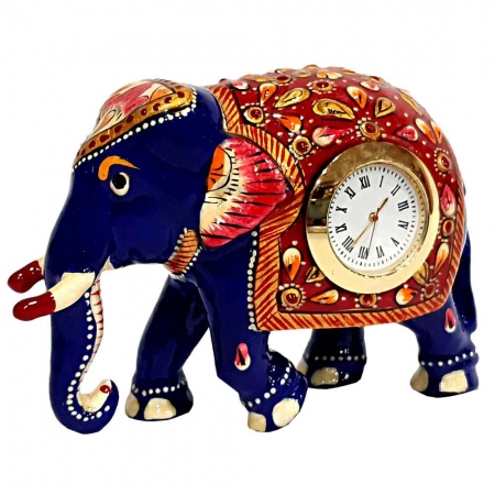 Meenakari Elephant Statue with Clock