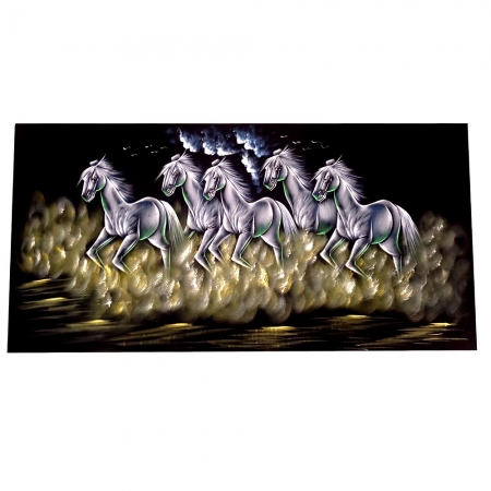 Seven Horse Painting on Velvet
