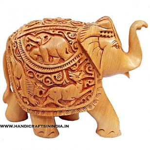 Wooden Shikar Carved Elephant