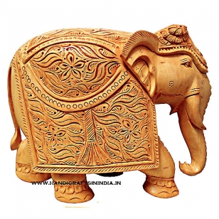 Wooden Floral Carved Elephant Big