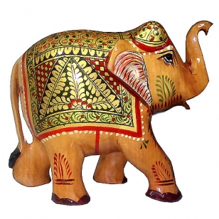 Wooden Painted Elephant 5"
