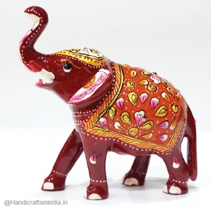 Metal Meenakari Elephant (Red)