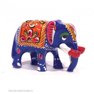 Metal Painted Trunk down Elephant - Pack of 2pc