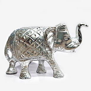 White Metal Carved Elephant
