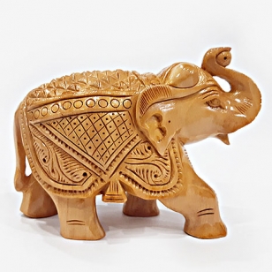 Wood Carving Salute Elephant