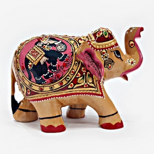 Wooden Painted Elephant 8 cm 