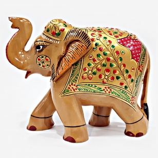 Wooden Painted Elephant 13 cm 