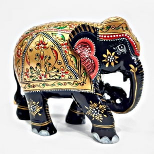 Elegant Wooden Elephant Painted