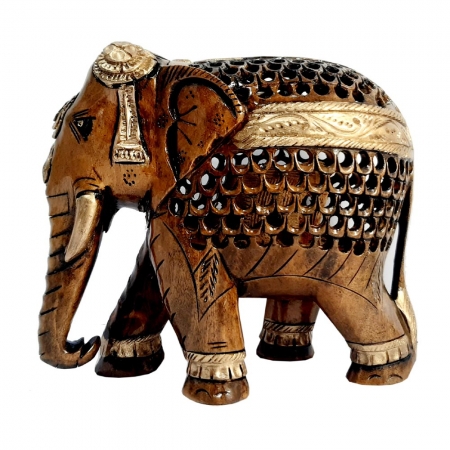 Wooden Undercut Elephant ( 13cm Height - Brown Color) 