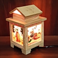 Gemstone Painting Wooden Carved Lamp Small 