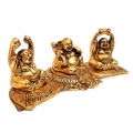 Metal Laughing Buddha 3pc set Golden
