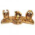 Metal Laughing Buddha 3pc set Golden