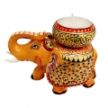 Wooden Elephant Painted - Candle Holder 