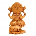 Wood Carving Ganesh sitting on Mouse (20cm Height)
