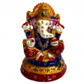 Metal Painted Ganesh Idol 