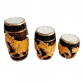 Wooden Carved Candle Holder set of 3pc