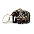 Wooden Embossed Elephant Keychain - Pack of 6