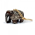 Wooden Embossed Elephant Keychain - Pack of 6