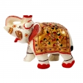 Marble Embossed Painted Elephant - Small