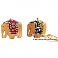 Wooden Lac Elephant Keychain - Pack of 12pc