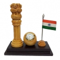 Wooden Clock with Ashoka pillar & Flag