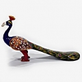 Metal Long Tail Painted Peacock (8 inch Length)