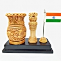 Ashoka Stambh with Pen Holder & Flag – Table top Gift 