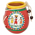 Terracotta Warli Hand Painted Pen Stand