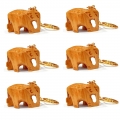 Wooden Plain Elephant Keychain - Pack of 6