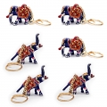 Elegant Meenakari Elephant Keychain - Pack of 6pc