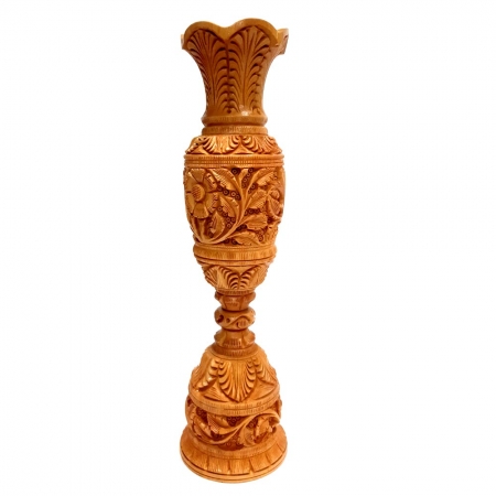 Elegant Wooden Carved Pot – 20cm Height
