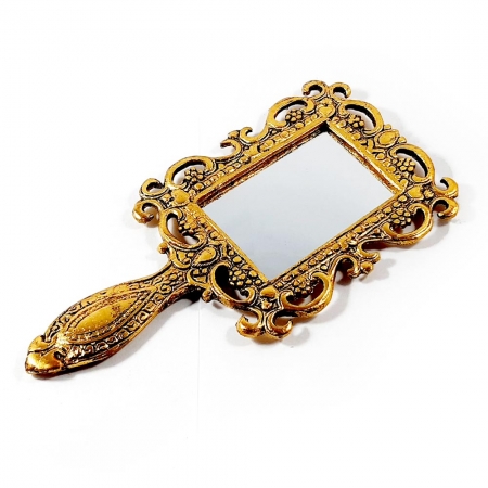 Golden Metal Handle Mirror 