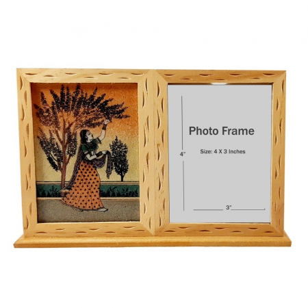 Gemstone Painting Photo Frame with Pen Holder 