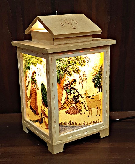 wood carved lamp