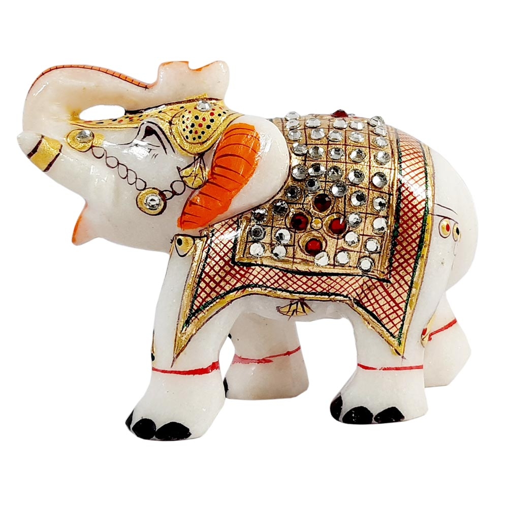 Details about   Elephant Hand Carved from White Marble & Hand Painte Statue Figurine 3" EM-5 