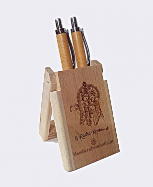 Wooden Pen Holder with 2 Pen