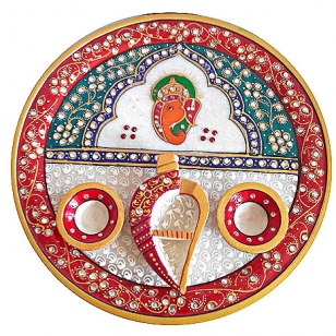 Decorative Marble Pooja ki Thali