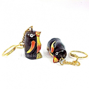 Wooden Pained Penguin Keychain - Pack of 12pc