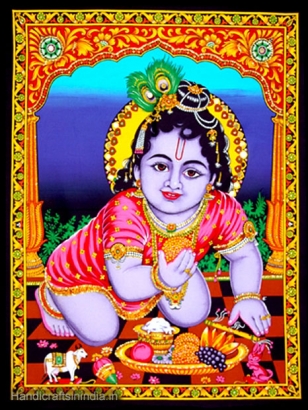 Krishna Wall Hanging Tapestry (Laddu Gopal)