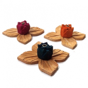 Wooden Lotus Incense Holder - Pack of 12pc