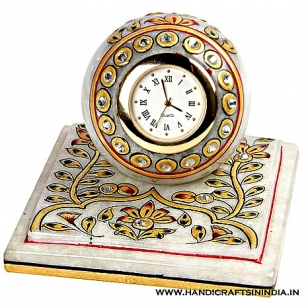 Marble Floral Painted Clock (Square Shape)