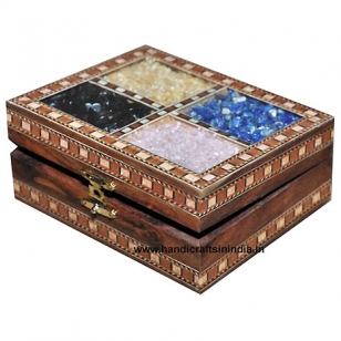 Wooden Jewellery Box with Multi Stones