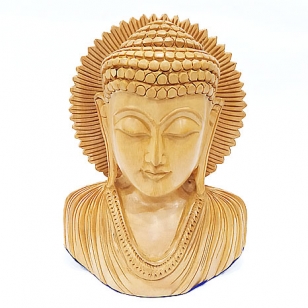 Wooden Kiran Buddha Head 6 Inch