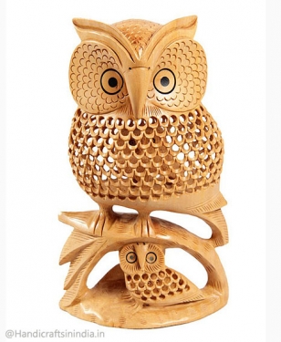 Wooden Owl Figurine 