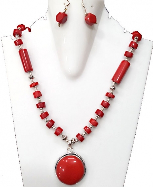 Red Stone Necklace Set