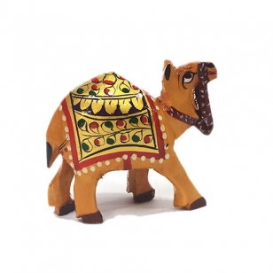 Wooden Painted Camel Statue - Pack of 2pc