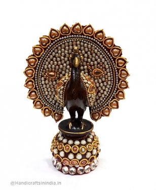 Wooden Decorative Peacock Statue 5 inch Height