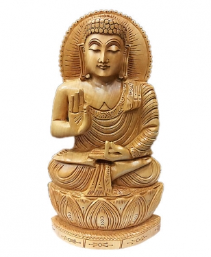 Wood Carving Buddha Statue 12 Inch