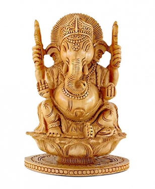 Wooden Ganesha Idol 8 Inch