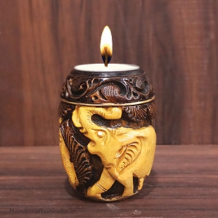 Wooden Carved Tea light Holder Medium 